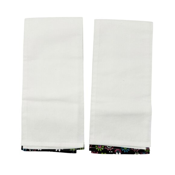 Day Of The Dead Embroidered Kitchen Towels Floral Trim Set Of 2 Sugar Skulls - Picture 4 of 7